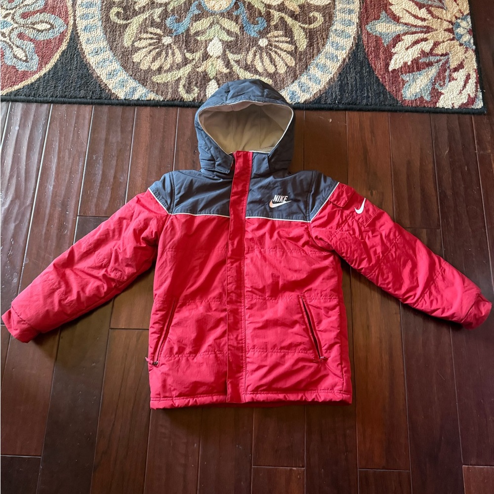 Nike Red and Gray Kids Bomber Jacket